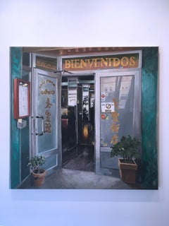 "Bienvenidos", cityscape oil painting on canvas, 2019