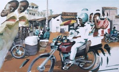 "Market Day", figurative oil painting on canvas, 2019