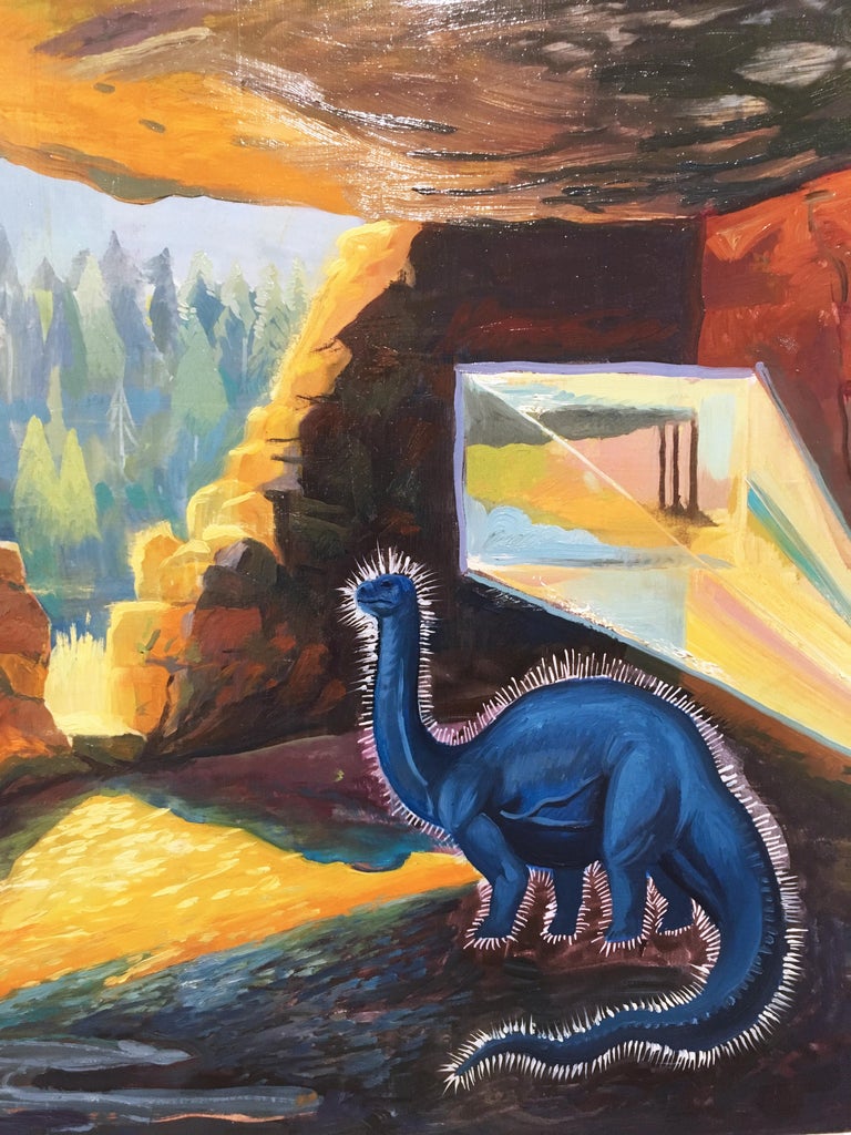 Fossil Fuel (small), surrealist, landscape, oil and gouache on cradled wood panel, 2019