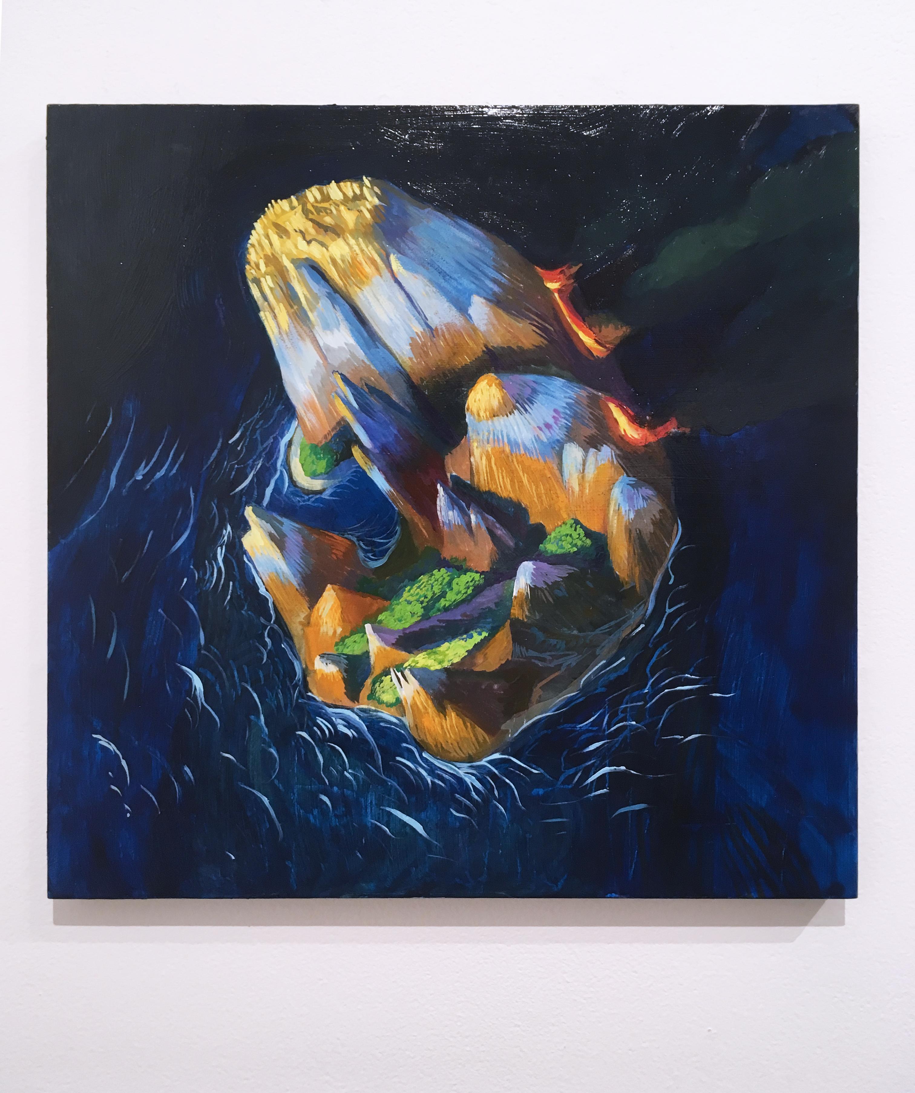Portrait of Mother (small), landscape, oil and gouache on cradled wood panel - Painting by Thomas John Carlson