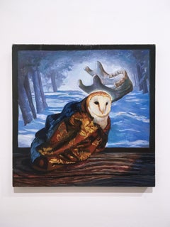 Owl, surrealist, figurative, landscape, oil on linen, 2015