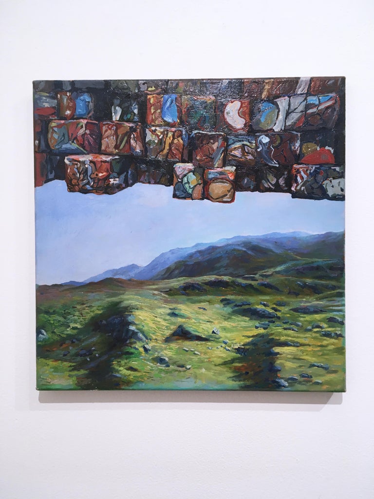 Thomas John Carlson Landscape Painting - Crushed Oil Cans, surrealist, figurative, landscape, oil on linen, 2015