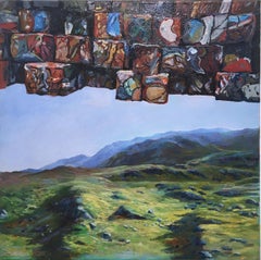 Crushed Oil Cans, surrealist, figurative, landscape, oil on linen, 2015