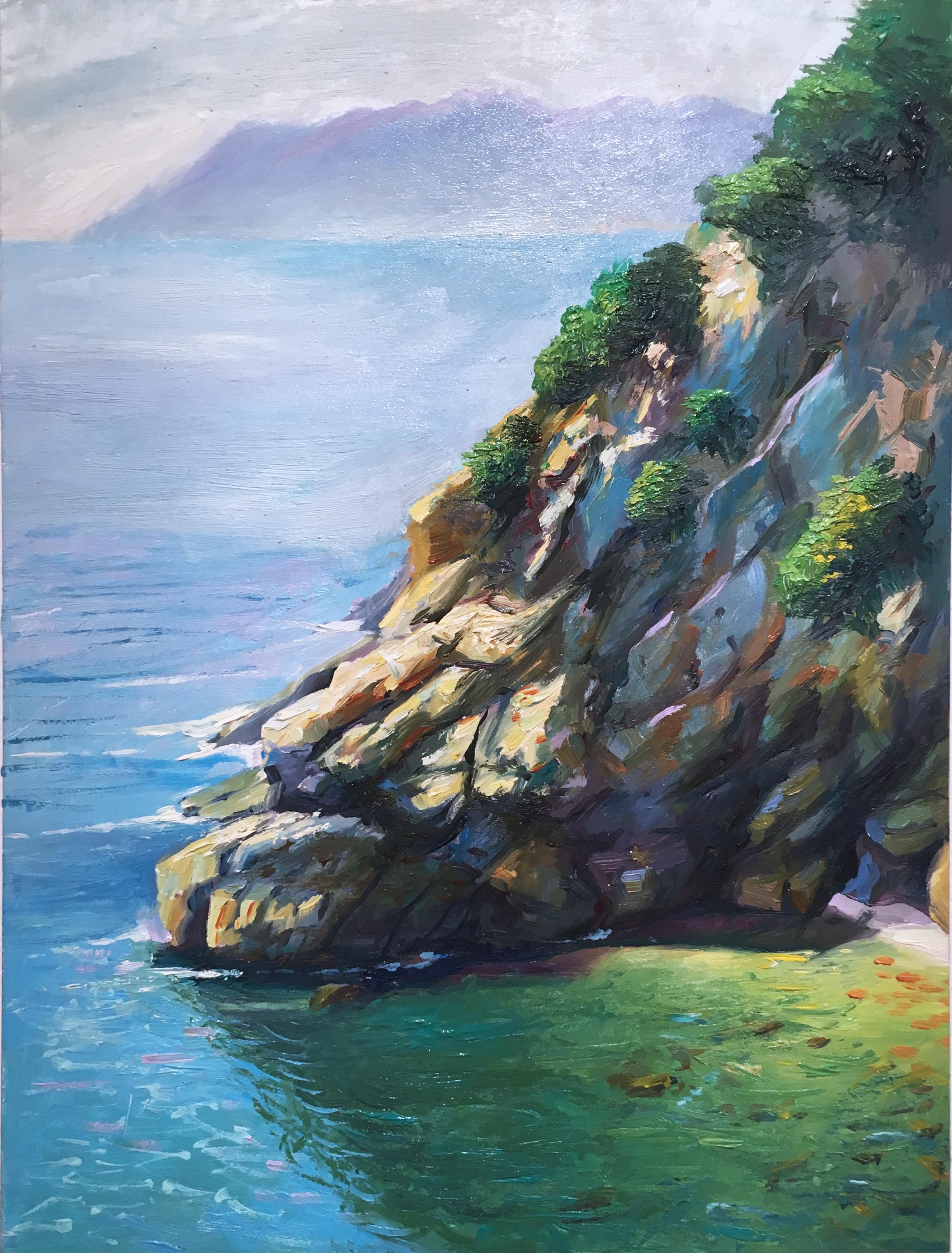 Cornelia, plein air figurative, landscape, seascape, oil on panel, 2016 - Painting by Thomas John Carlson