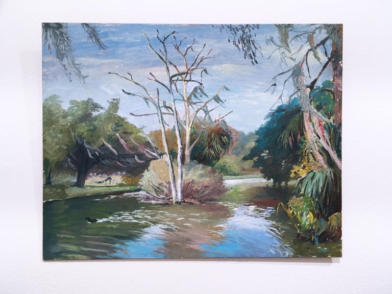 Thomas John Carlson Figurative Painting - NOLA Swamp, plein air figurative, landscape, oil on panel, 2016