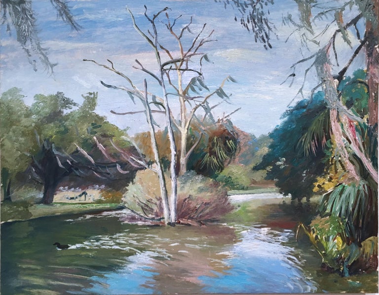 NOLA Swamp, plein air figurative, landscape, oil on panel, 2016 - Painting by Thomas John Carlson