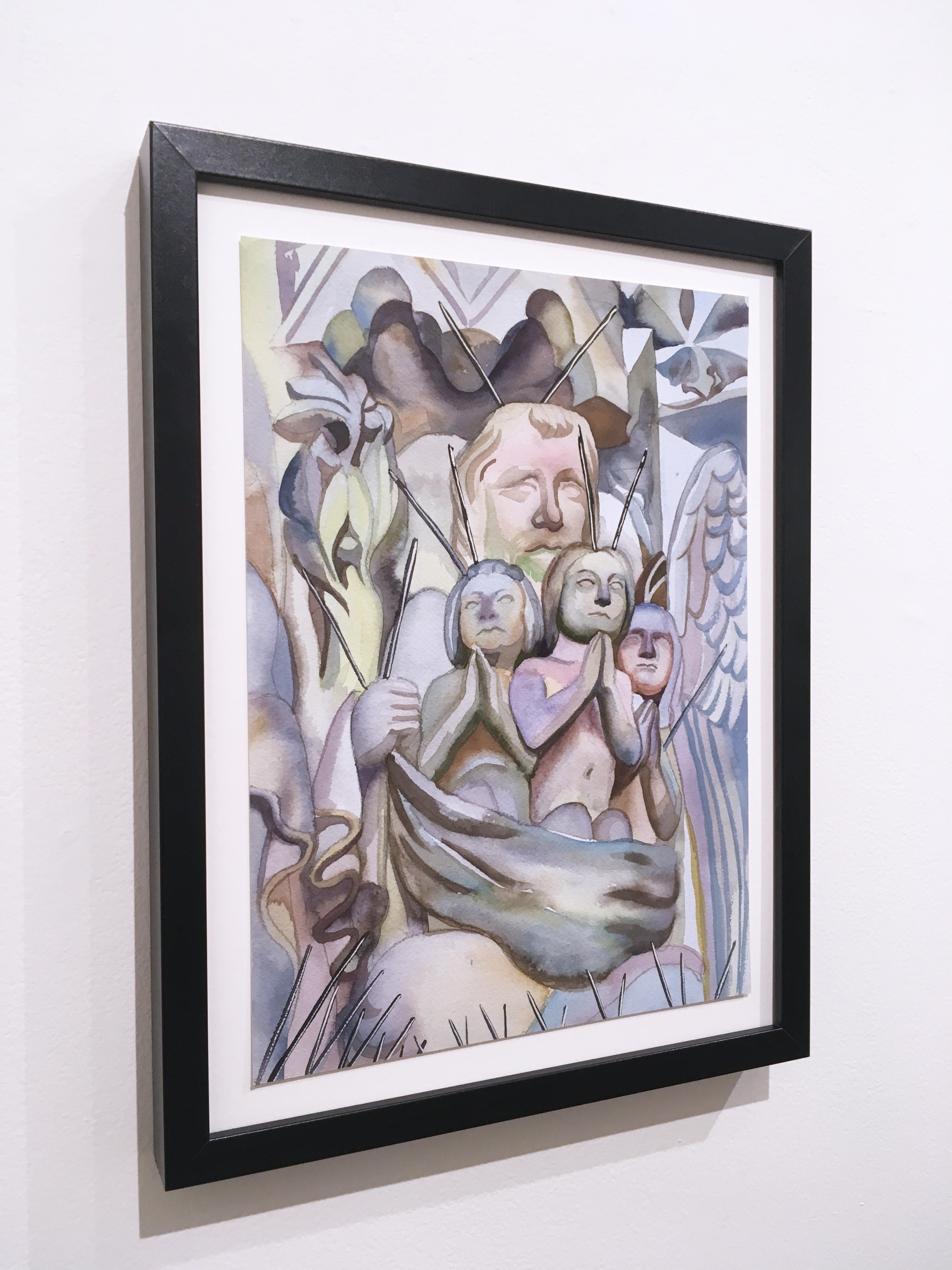 Armaments 2, figurative, landscape, watercolor on paper, 2018.  Framed - Contemporary Painting by Thomas John Carlson