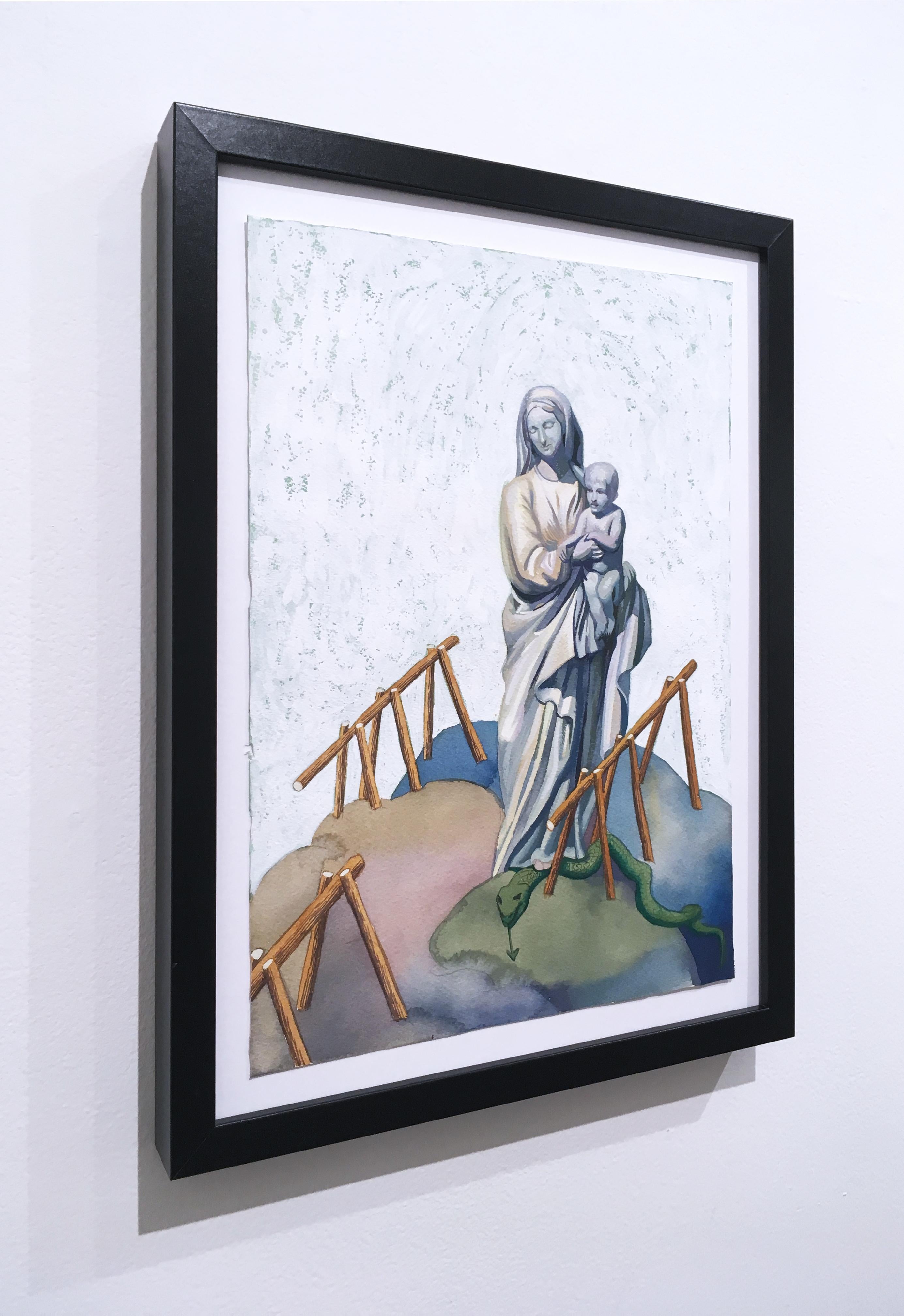 Armaments 1, figurative, landscape, watercolor on paper, 2018.  Framed - Contemporary Painting by Thomas John Carlson
