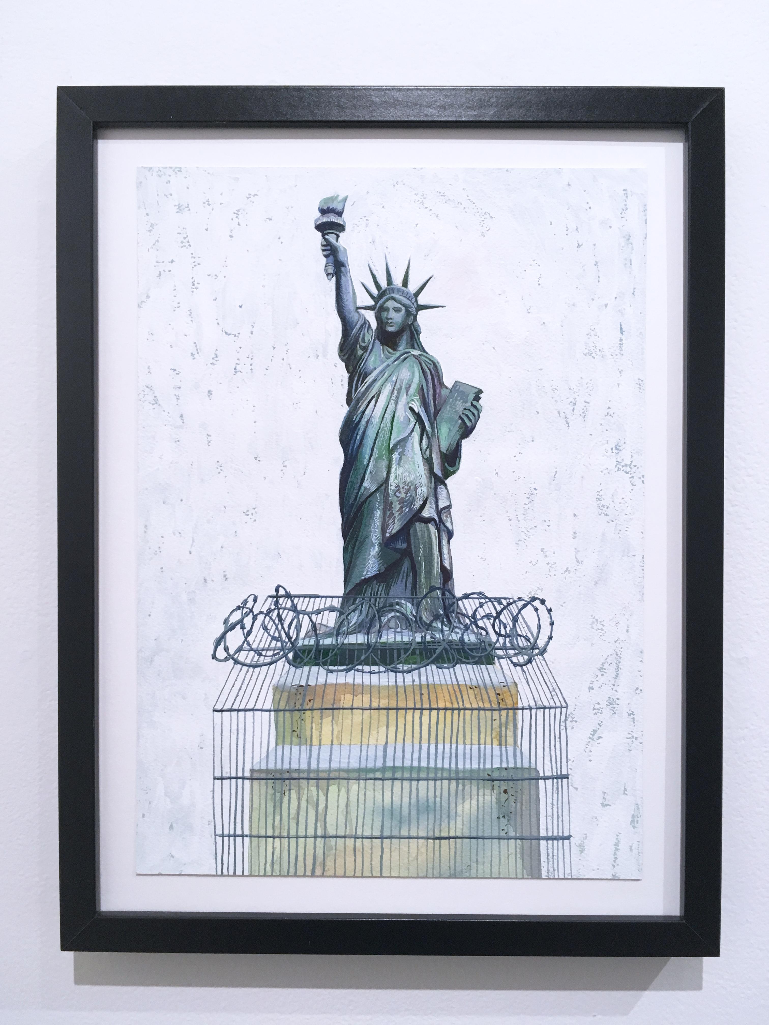 French America, figurative, landscape, watercolor on paper, 2018.  Framed - Painting by Thomas John Carlson