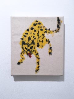 Untitled Travel In Fear 78, acrylic, canvas, figurative, animal, cheetah, yellow