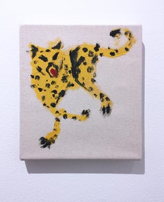 Untitled Travel In Fear 77, acrylic, canvas, figurative, animal, cheetah, yellow