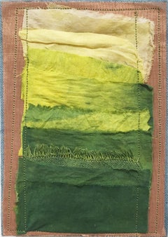 Inner Landscapes - Field, canvas, natural hand-dyed cotton, silk, fabric, green