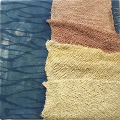 Inner Landscapes - Current, natural hand-dyed cotton, silk, fabric, blue, cream