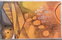 Mi corazón de los 80 "Ficha 4" 2019, gouache, acrílico, grafito, panel, amarillo, naranja