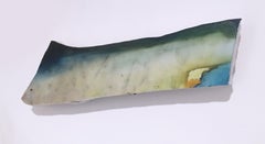 Untitled "Marble Fragment 2" 2019, oil, landscape, wall sculpture, clouds, blue