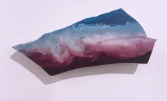 Untitled "Marble Fragment 5" 2019, oil, landscape, wall sculpture, clouds, blue