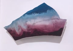 Untitled "Marble Fragment 5" 2019, oil, landscape, wall sculpture, clouds, blue