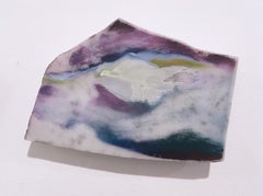 Untitled "Marble Fragment 6" 2019, oil, landscape, wall sculpture, clouds, blue