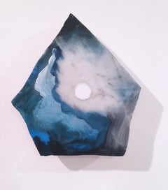 Untitled "Marble Fragment 8" 2019, acrylic, landscape, wall sculpture, clouds