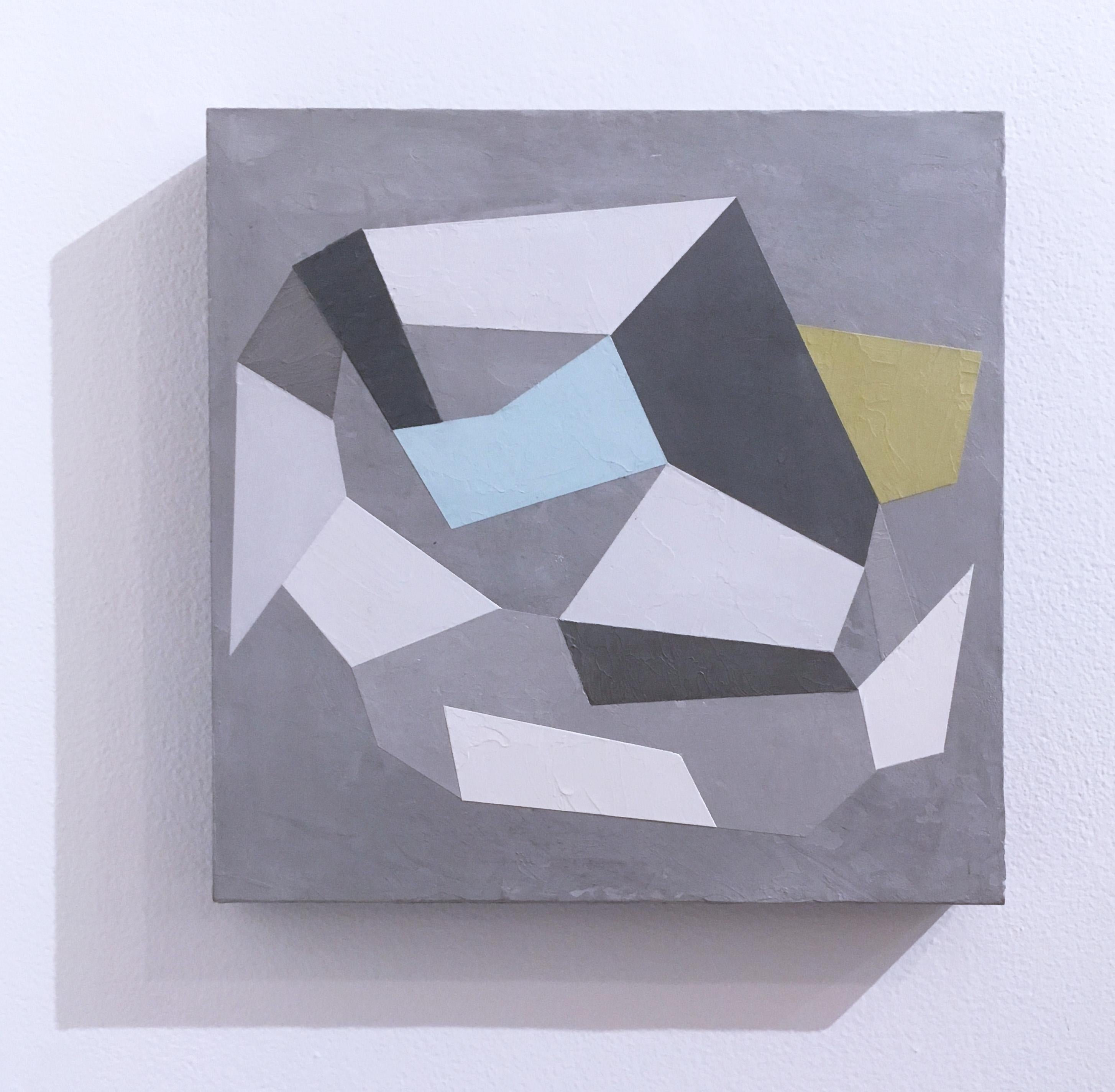 Habitat Fragmentation III, 2020, Abstract geometry, non-objective, plaster, gray - Painting by Kati Vilim