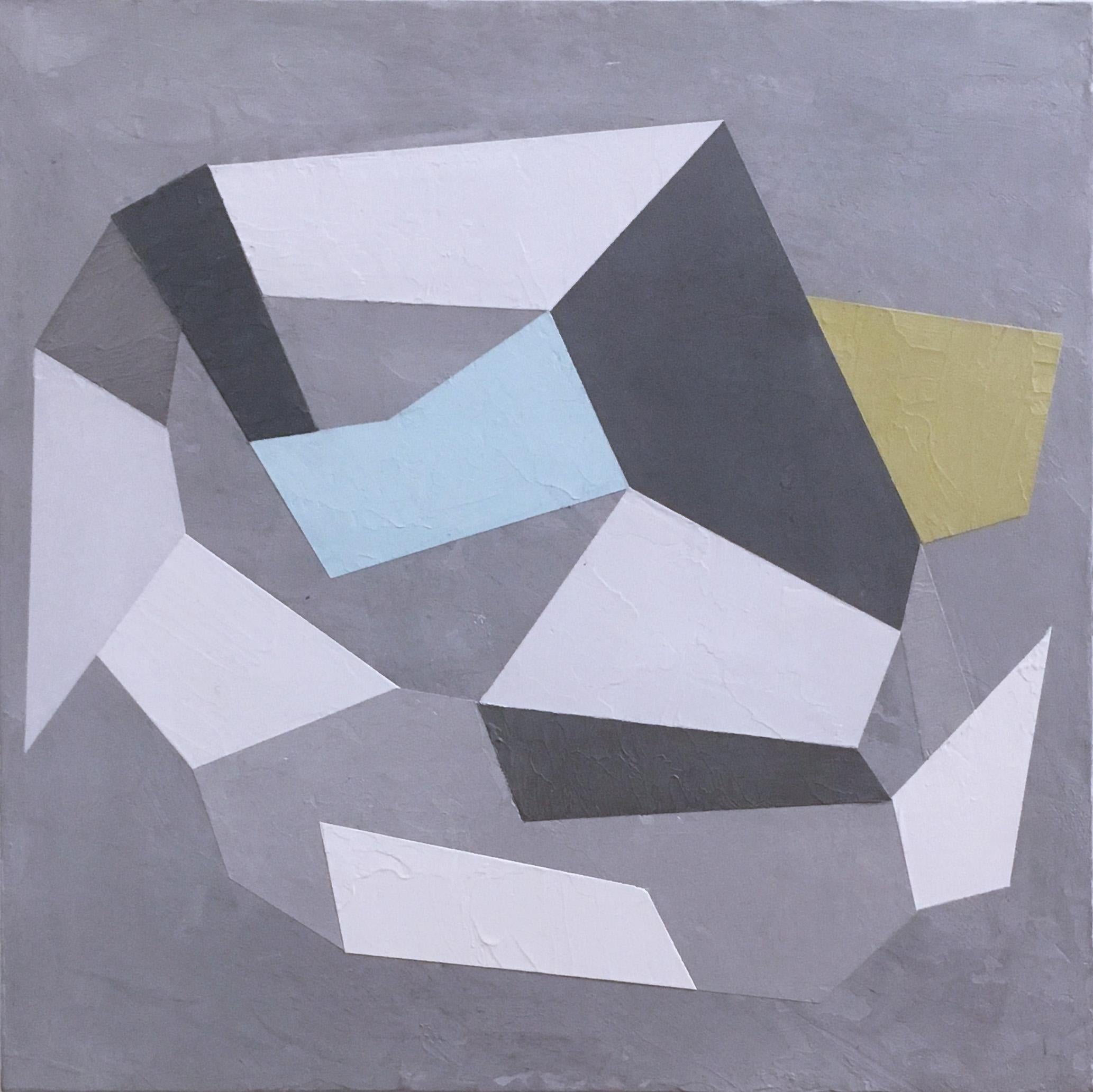 Kati Vilim Abstract Painting - Habitat Fragmentation III, 2020, Abstract geometry, non-objective, plaster, gray