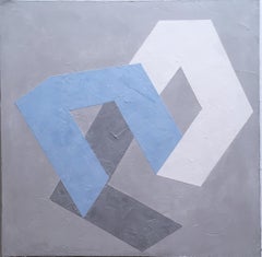 Options I, 2020, Abstract geometry, non-objective, plaster, gray, blue, white