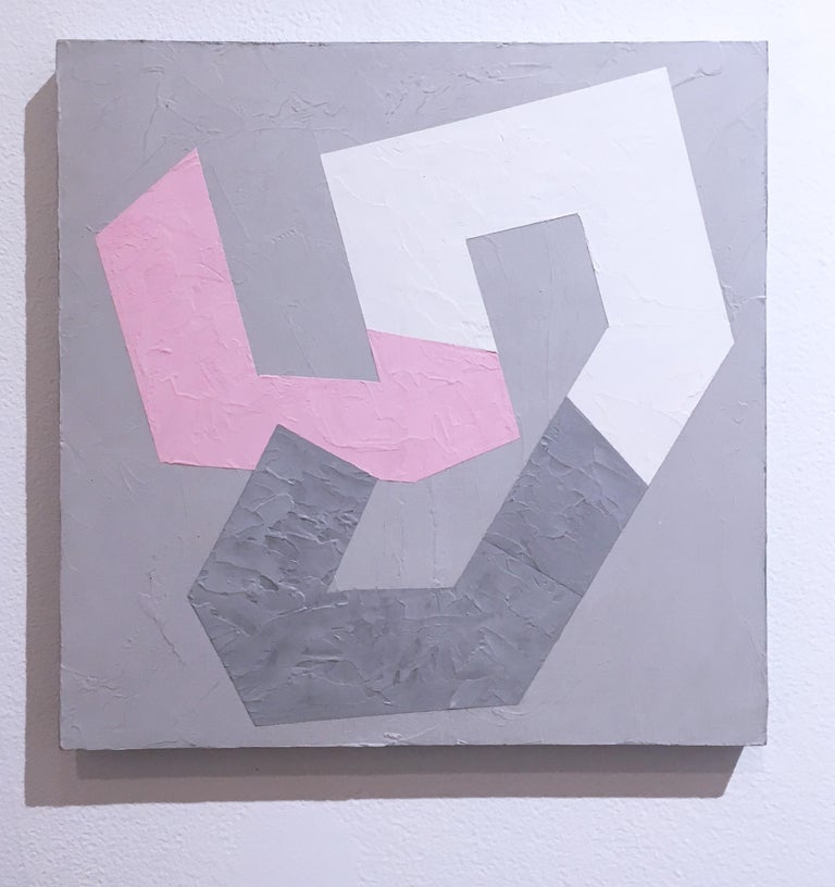 Options V, 2020, Abstract geometry, non-objective, plaster, gray - Painting by Kati Vilim