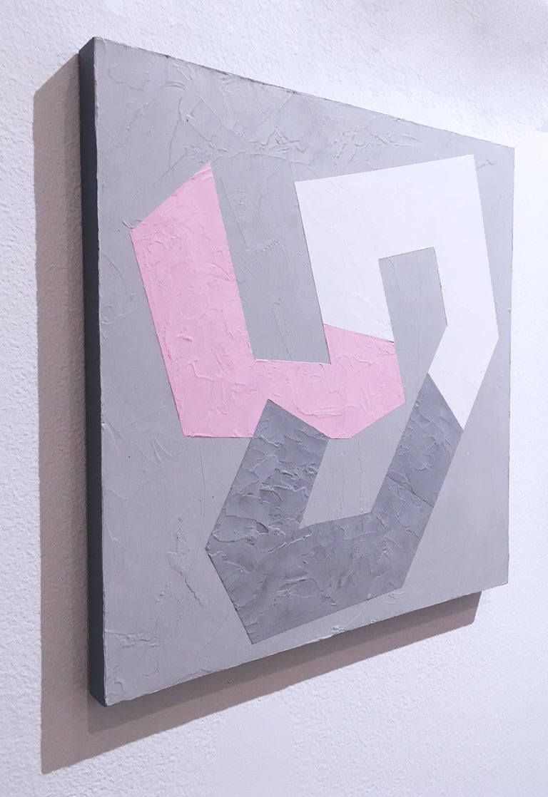 Options V, 2020, Abstract geometry, non-objective, plaster, gray - Abstract Geometric Painting by Kati Vilim