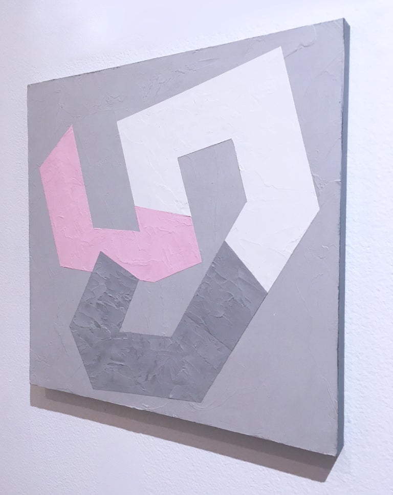 Options V, 2020, Abstract geometry, non-objective, plaster, gray - Gray Abstract Painting by Kati Vilim