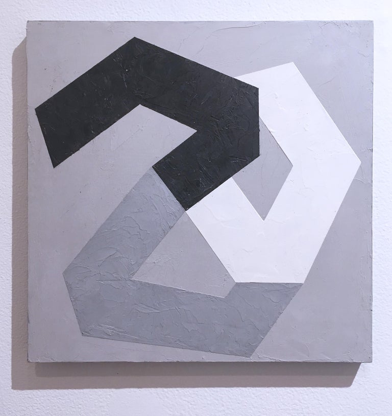 Options IV, 2020, Abstract geometry, non-objective, plaster, gray - Abstract Geometric Mixed Media Art by Kati Vilim