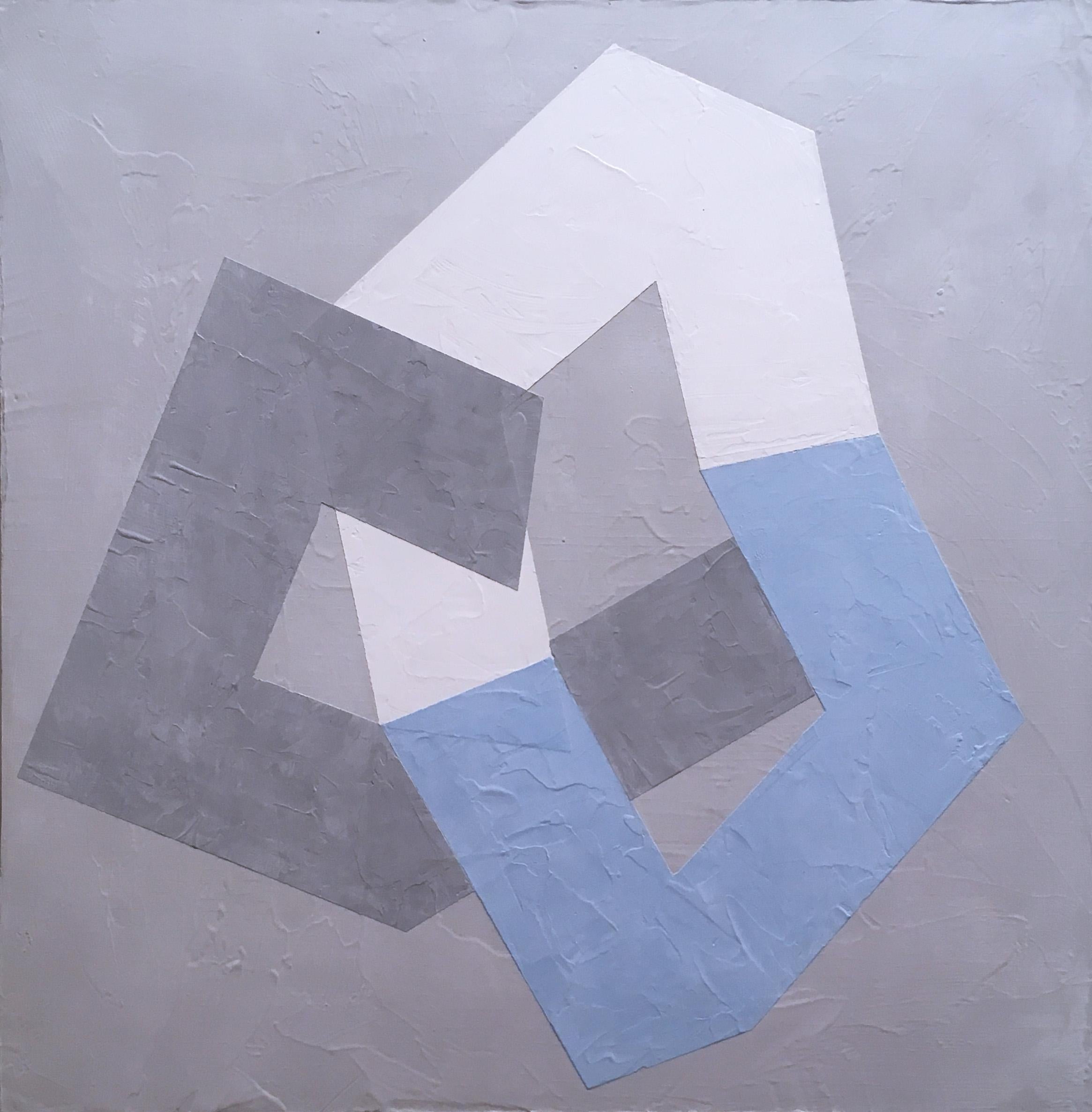 Options VI, 2020, Abstract geometry, non-objective, plaster, gray, blue, white
