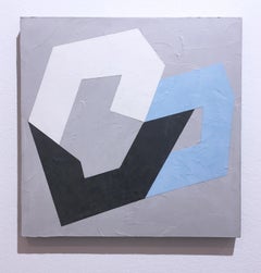 Abstrakte Geometrie VIII, 2020, ungegenständliche, Gips, Grau, Blau, Weiß