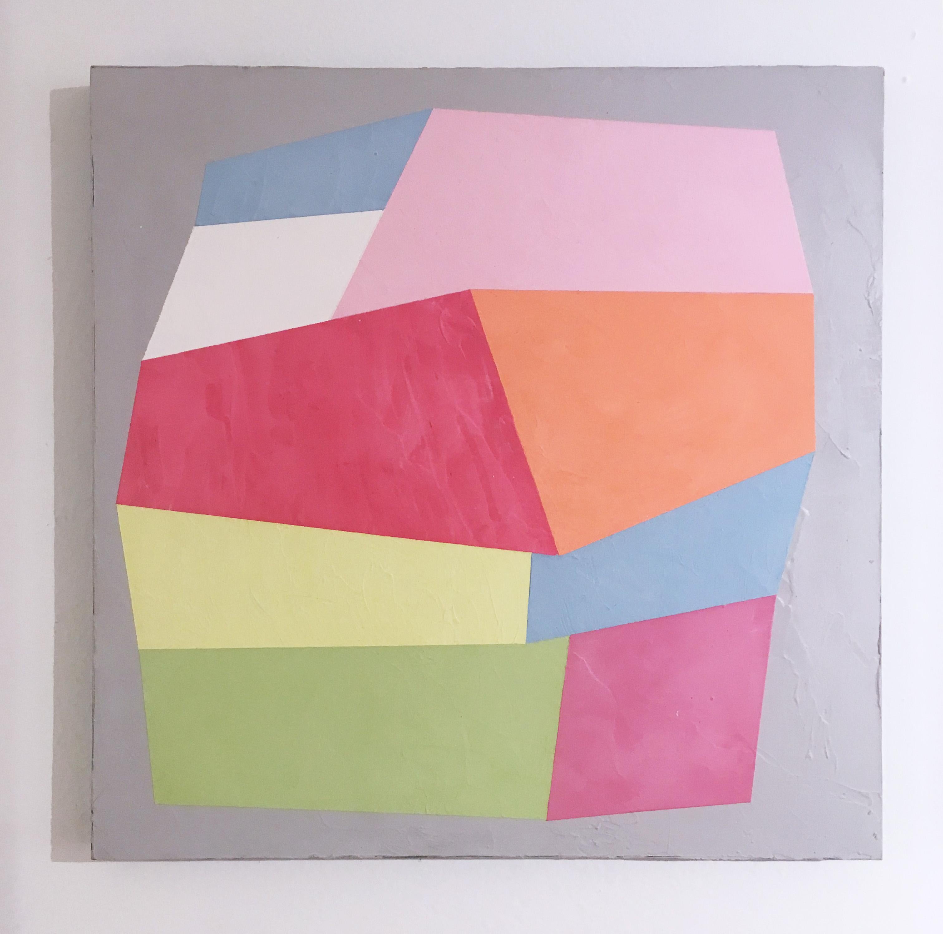 Dolce Vita II, 2019, Abstract geometry, non-objective, rainbow, acrylic, plaster - Painting by Kati Vilim