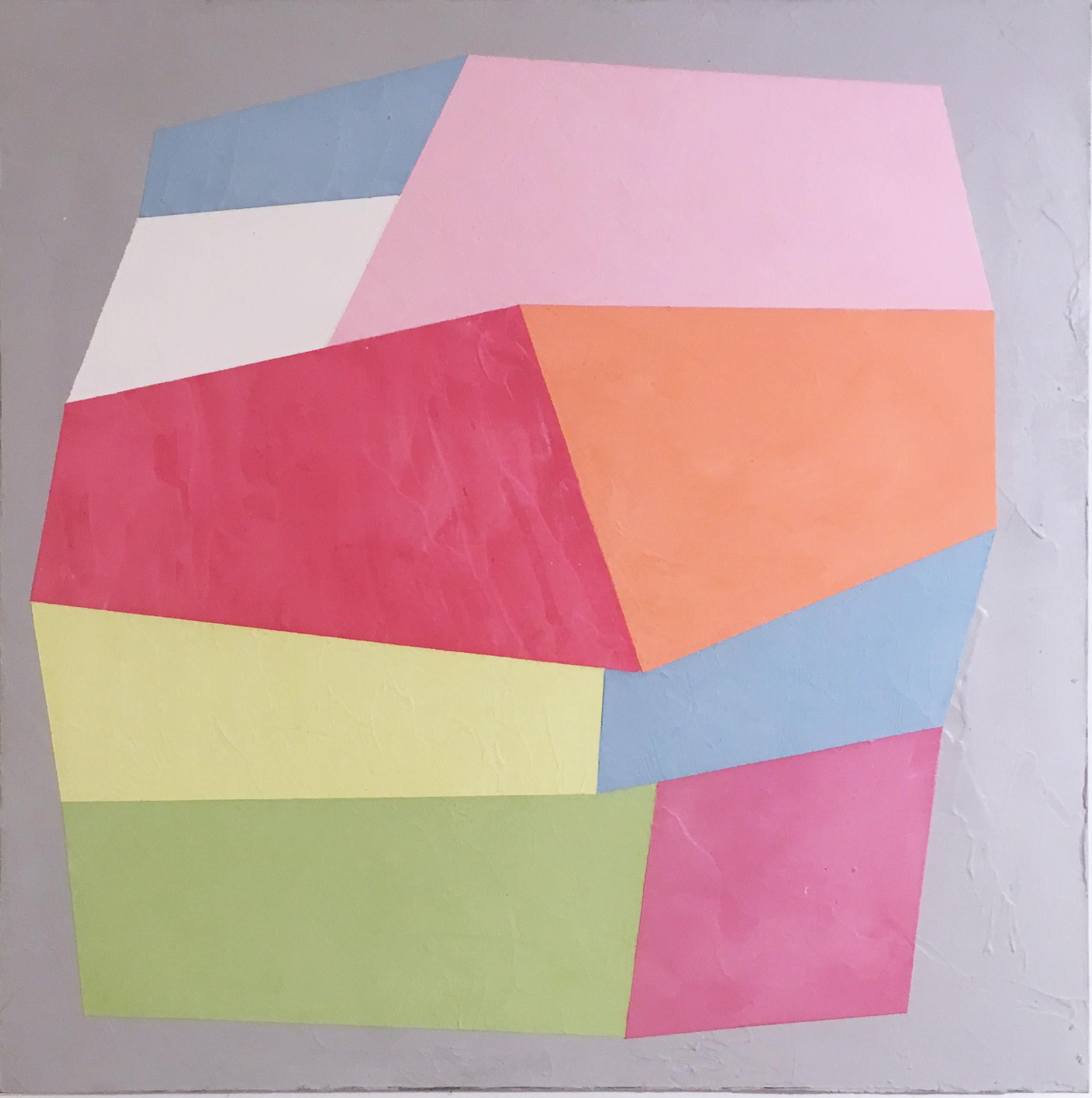 Kati Vilim Abstract Painting - Dolce Vita II, 2019, Abstract geometry, non-objective, rainbow, acrylic, plaster