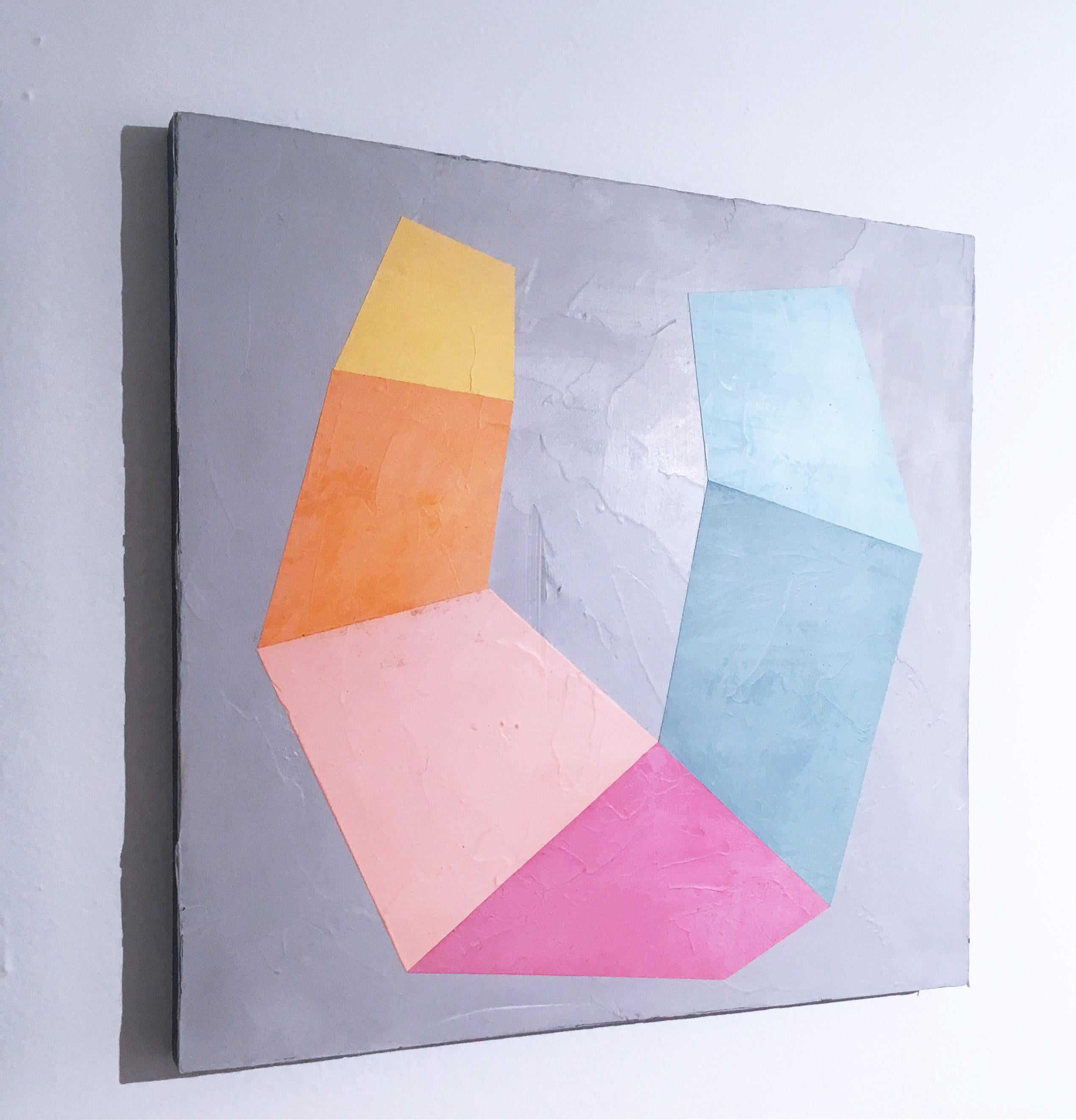 Something Like Happiness II, 2019, Abstract geometry, non-objective, plaster - Abstract Geometric Mixed Media Art by Kati Vilim