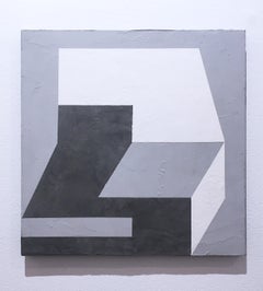 Balancing III, 2019, Abstract geometry, non-objective, plaster, black, white