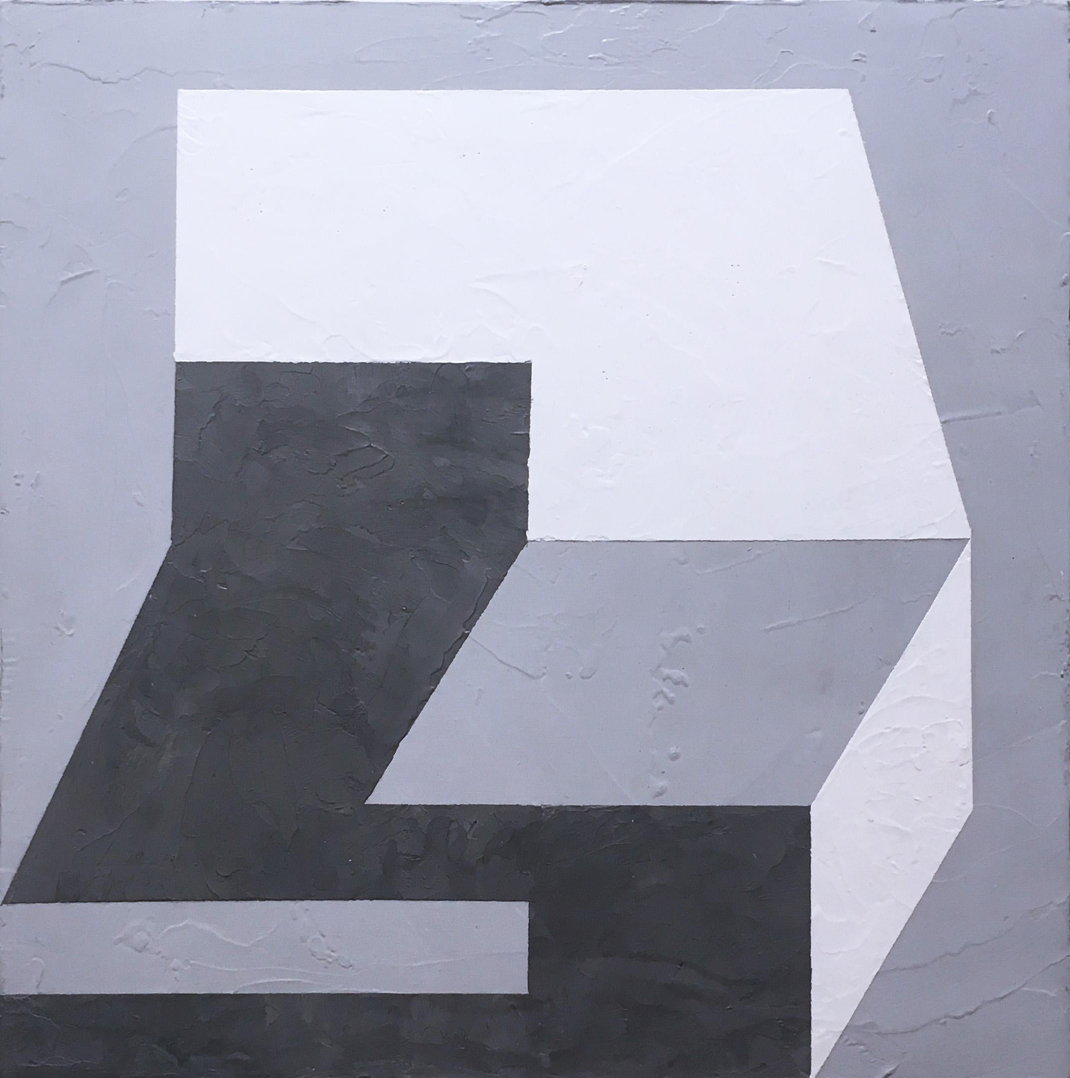 Balancing III, 2019, Geometria astratta, non oggettivo, gesso, nero, bianco