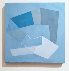 Blue Trace II, 2020, Abstract geometry, non-objective, plaster, blue, white