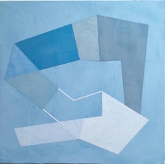 Trace II, 2020, géométrie abstraite, non-objective, plâtre, bleu, blanc