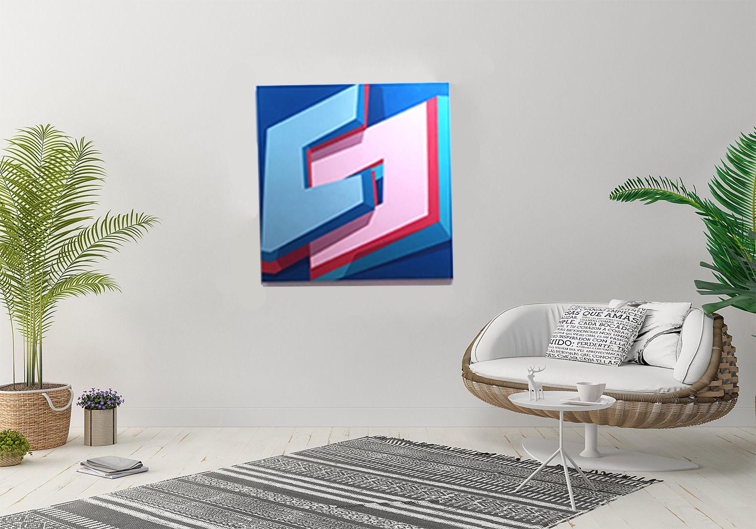 Common Space, 2015, Abstract geometry, non-objective, oil, canvas, blue, pink 6