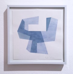 Almost Objectified V, 2020, Abstract, non-objective, watercolor, blue, white 