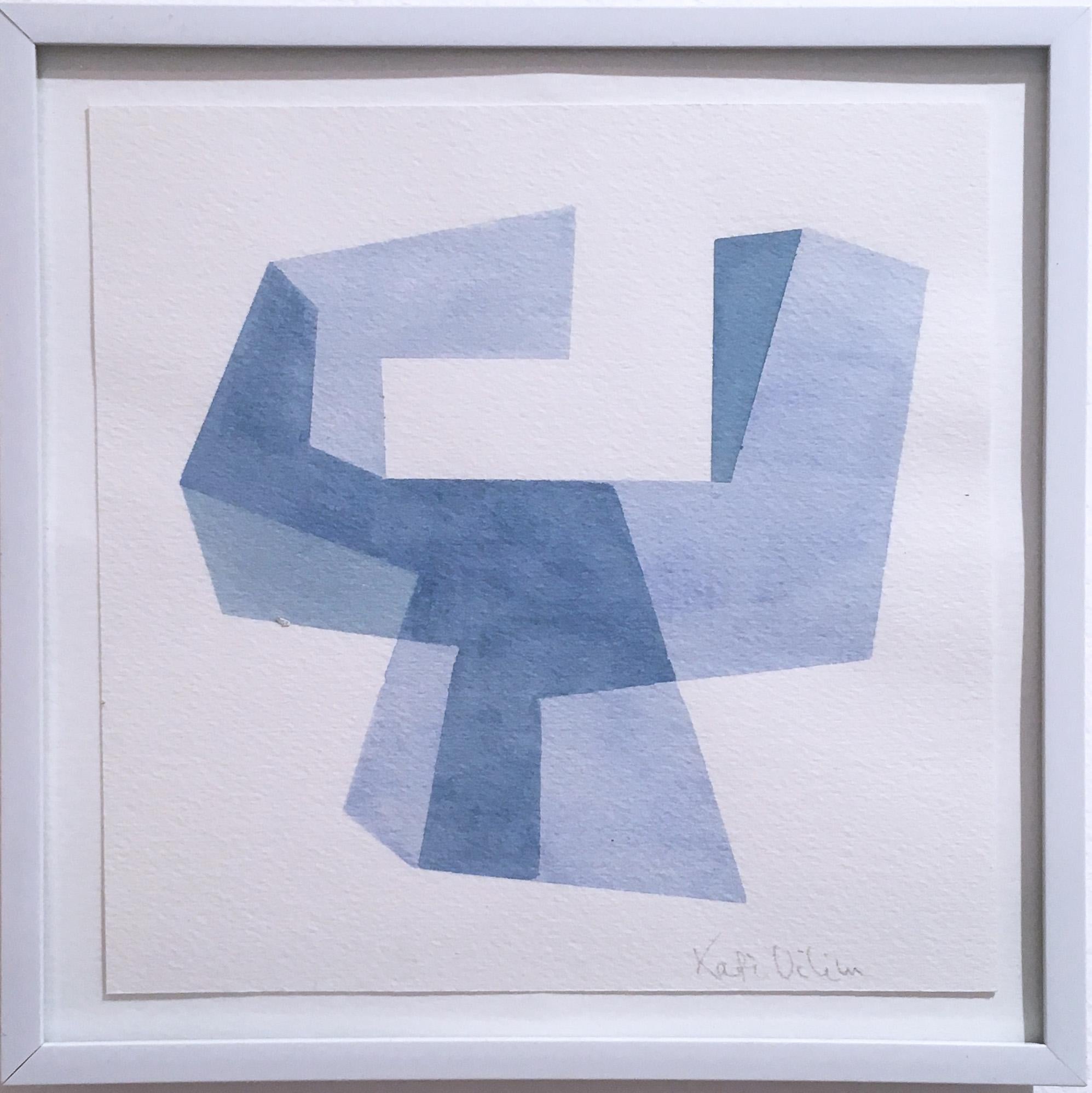 Almost Objectified V, 2020, Abstract, non-objective, watercolor, blue, white  1