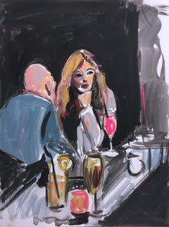 Blind Date, 2019, watercolor, gouache, interior, frame, figurative, sunlight