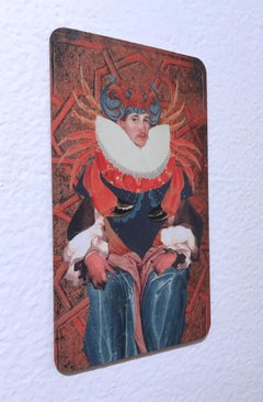 Cancer, 2018, collage, print, figurative, gold, tarot, horoscope, metallic edge