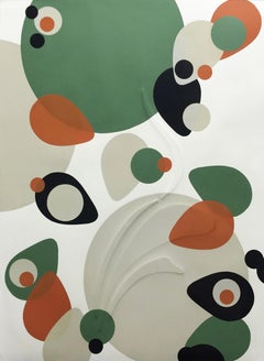 Cooperative Kinetics #10, 2016, monoprint serigrafico in rilievo, astratto, verde