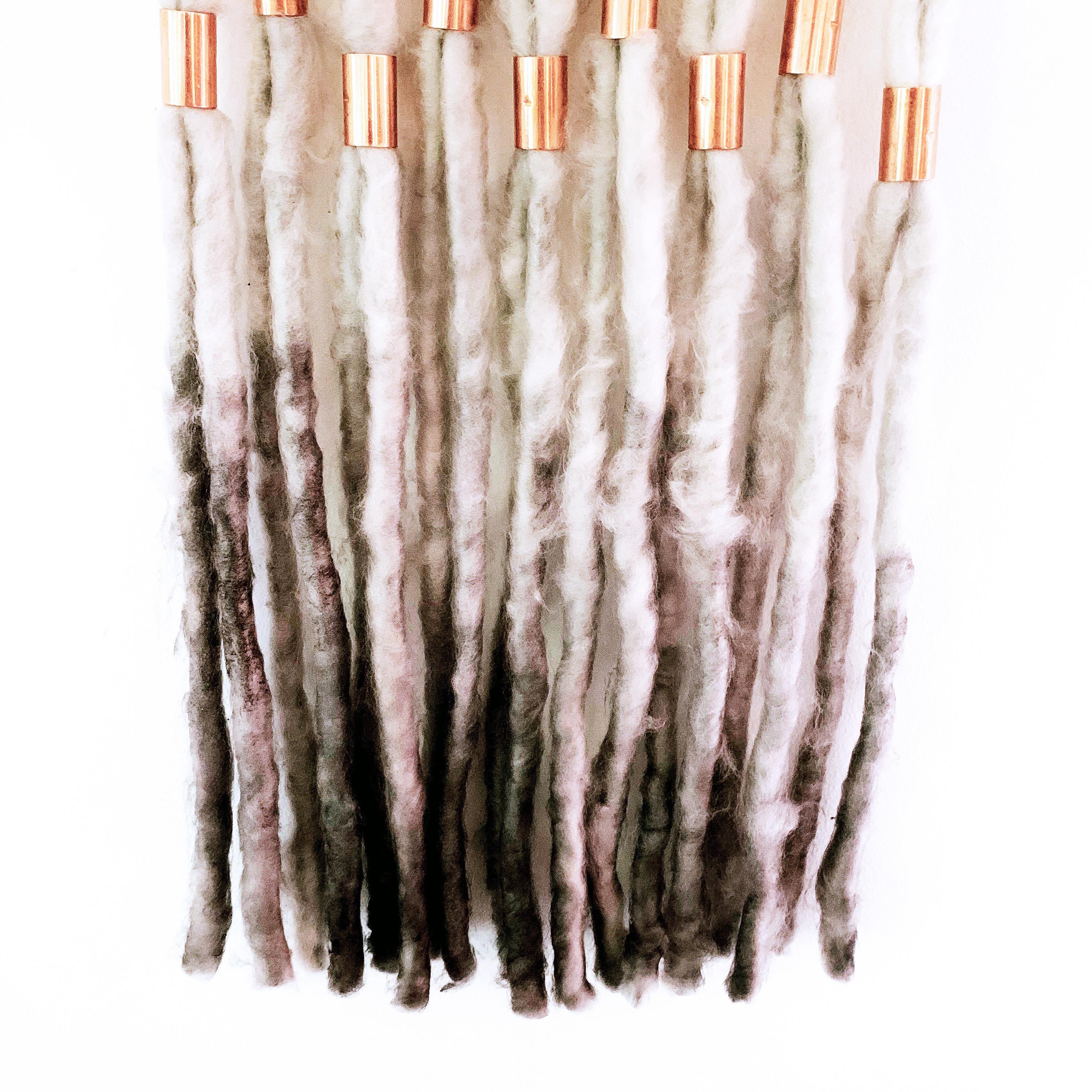 Wash Over, 2020, hand dyed Alpaca wool, metallic copper decorative wall hanging 1