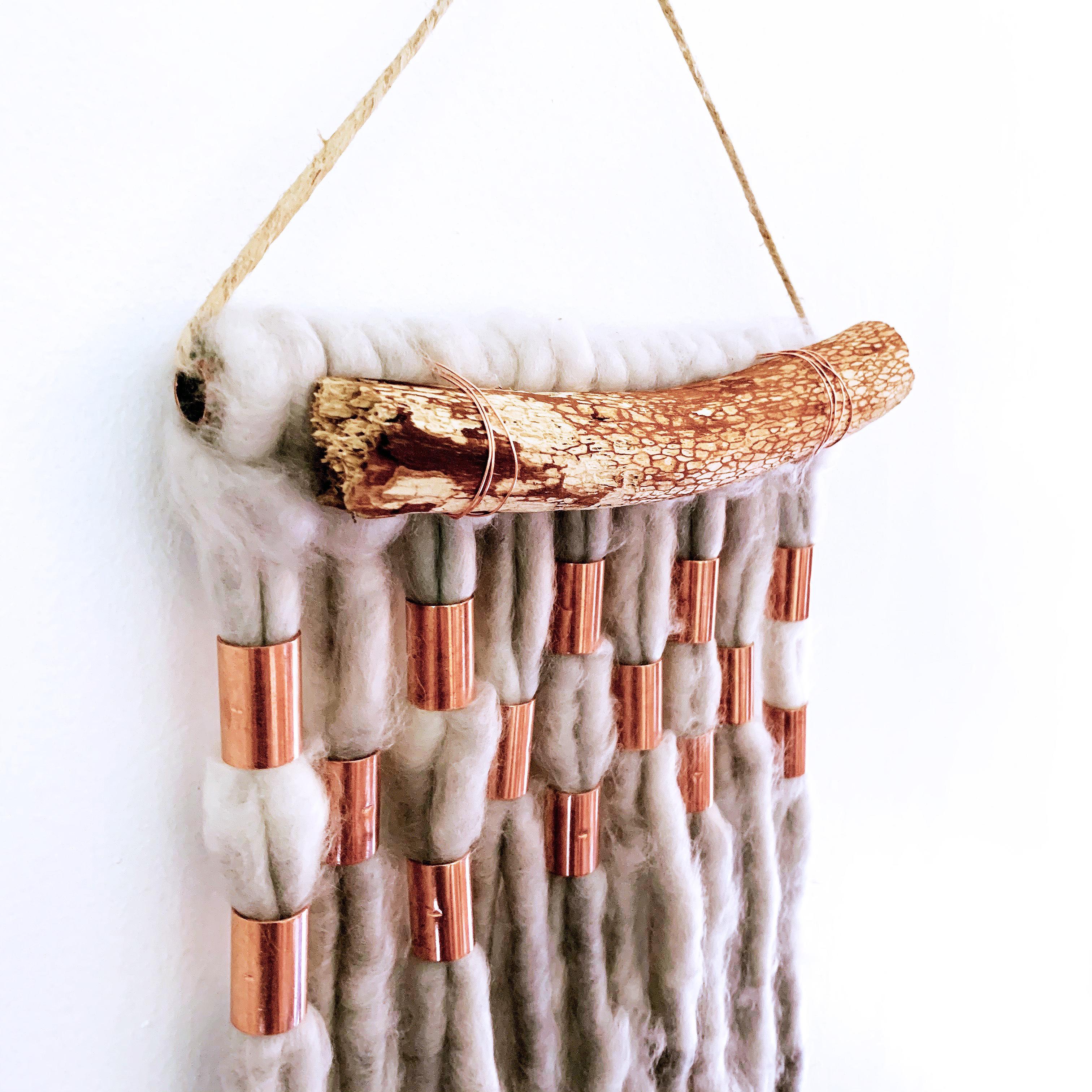 Wash Over, 2020, hand dyed Alpaca wool, metallic copper decorative wall hanging 2