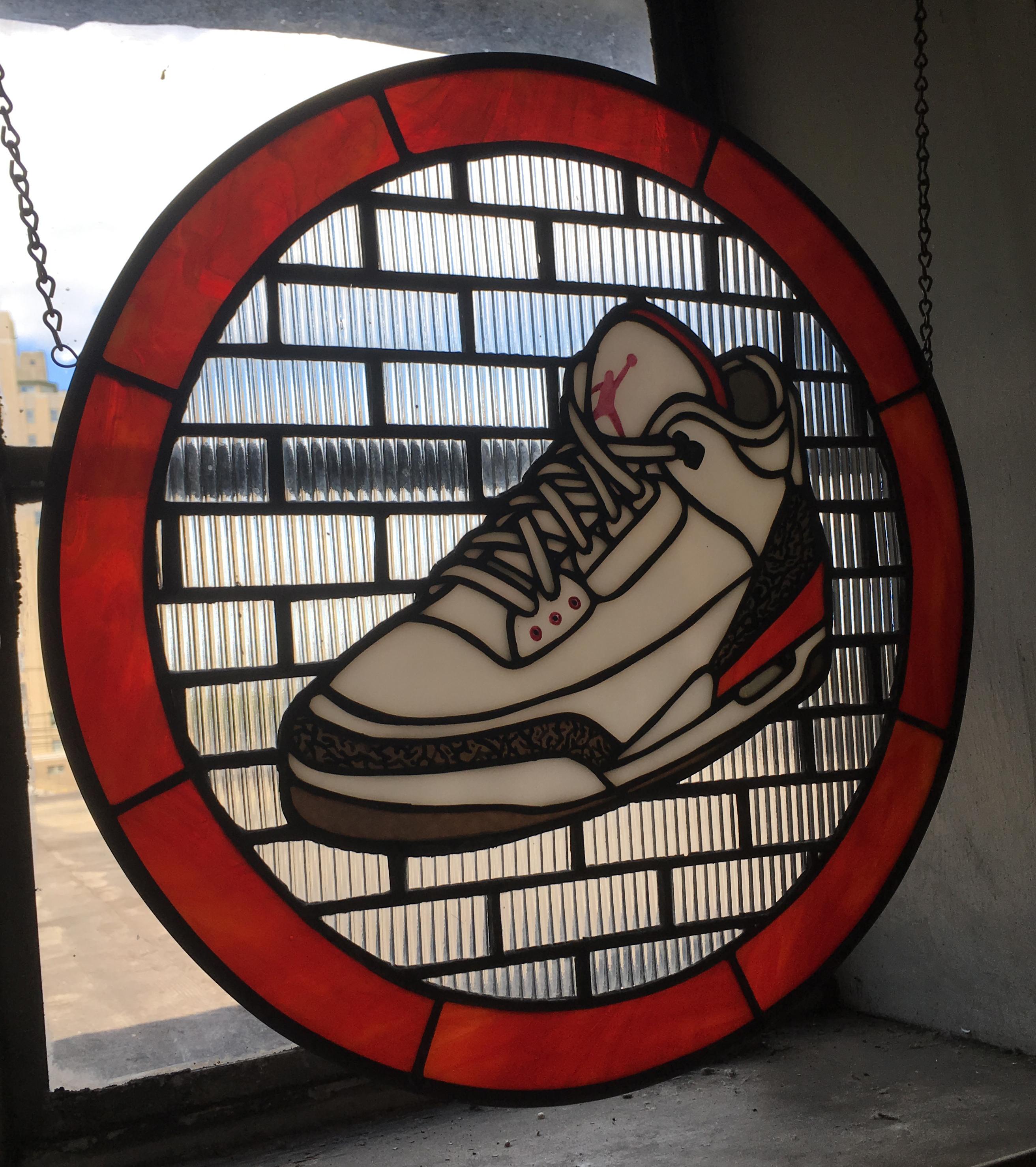 Jordan III, 2020, Stained Glass window, Nike, White, Red, Sneaker, Air Jordan 1