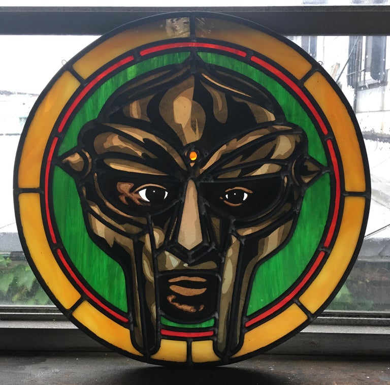 TF Dutchman - MF DOOM, 2020, Stained Glass window, hip hop, metal face,  rap, icon, madvillain For Sale at 1stDibs