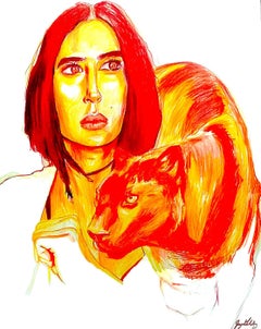 Fuoco (Spirito di Pantera), 2017, figurativo, arancione, giallo, disegno, tribale, MarYah